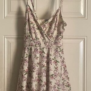 Floral Spaghetti Strap Romper in Cream and Lavender